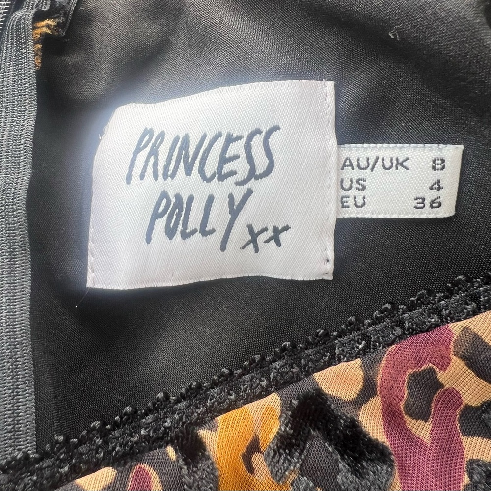 Princess Polly Black & Tan Leopard Animal Print Velvet Burnout Mini Skirt Sz 4 - Picture 6 of 12